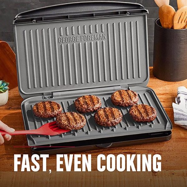 George Foreman 9 Serving Classic Plate Electric Indoor Grill And Panini Press In Gunmetal Grey - Image 3