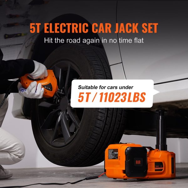 VEVOR Electric Car Jack, 5 Ton 12V Electric Hydraulic Car Jack with Impact Wrench Inflator Pump for SUV Sedans - Image 2