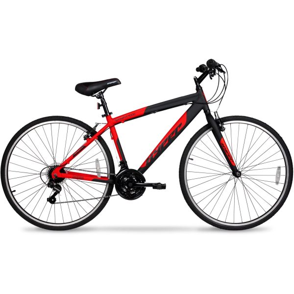 Hyper Bicycle 700c Men's Spin Fit Hybrid Bike, Black and Red - Image 2